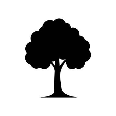 Beyaz arkaplan dizaynında siyah ağaç silueti.