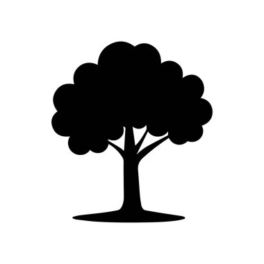 Beyaz arkaplan dizaynında siyah ağaç silueti.