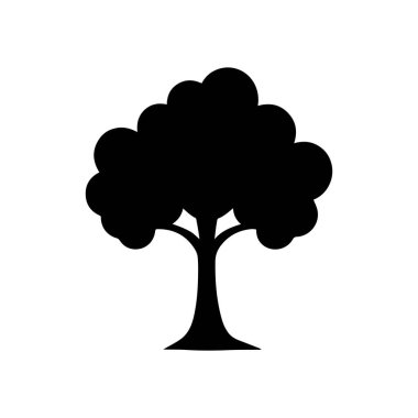 Beyaz arkaplan dizaynında siyah ağaç silueti.