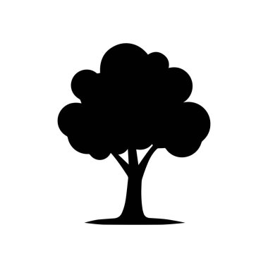 Beyaz arkaplan dizaynında siyah ağaç silueti.