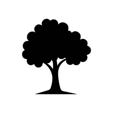 Beyaz arkaplan dizaynında siyah ağaç silueti.