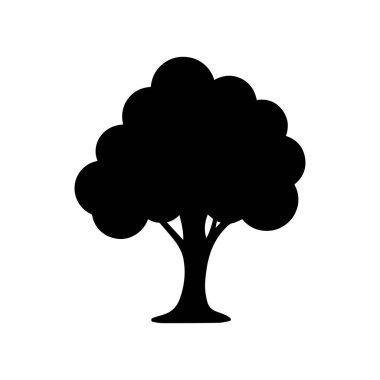 Beyaz arkaplan dizaynında siyah ağaç silueti.