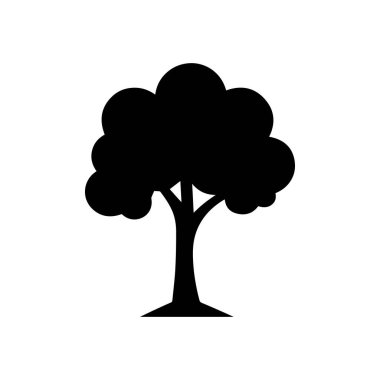 Beyaz arkaplan dizaynında siyah ağaç silueti.