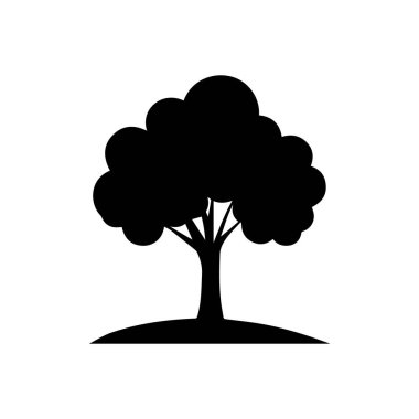 Beyaz arkaplan dizaynında siyah ağaç silueti.