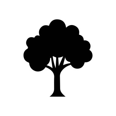 Beyaz arkaplan dizaynında siyah ağaç silueti.