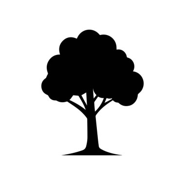 Beyaz arkaplan dizaynında siyah ağaç silueti.