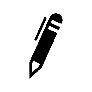 Beyaz arkaplanda köşegen kalem simgesi.