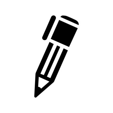 Beyaz arkaplanda köşegen kalem simgesi.