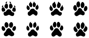 Hayvan pençesi beyaz arkaplan tasarımı üzerine siyah simge yazdırır.