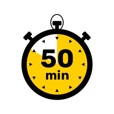 50 Dakika Analog Saat Simgesi beyaz arkaplan .
