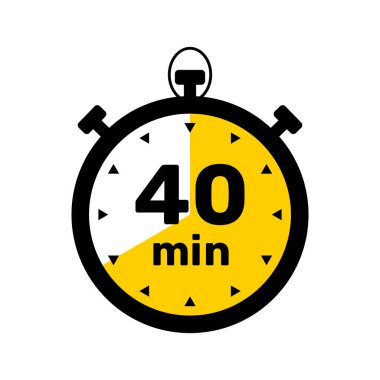 40 Dakika Analog Saat Simgesi beyaz arkaplan .