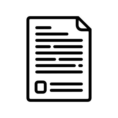 Metin satırları ve maddesel noktaları olan bir belgenin simgesi.