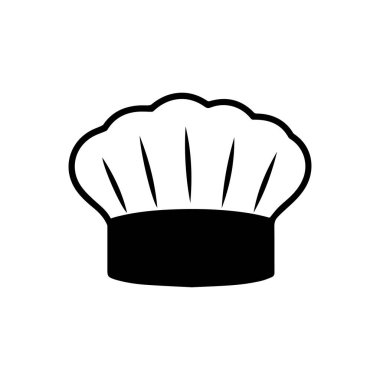 Şefin şapka ikonu. Klasik bir arkaplan tasarımının siyah ve beyaz.