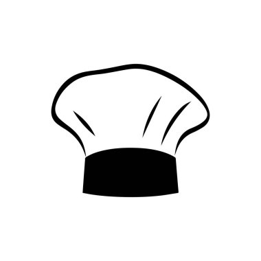 Şefin şapka ikonu. Klasik bir arkaplan tasarımının siyah ve beyaz.