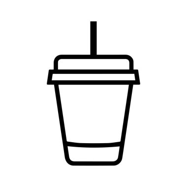 Kahve fincanı çizgisi kapaklı simge çiziyor