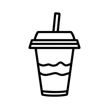 Kahve fincanı çizgisi kapaklı simge çiziyor