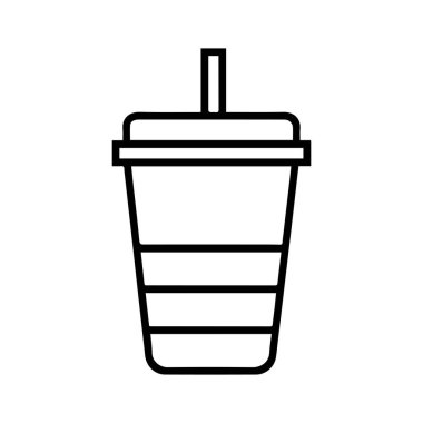 Kahve fincanı çizgisi kapaklı simge çiziyor