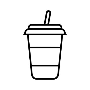 Kahve fincanı çizgisi kapaklı simge çiziyor