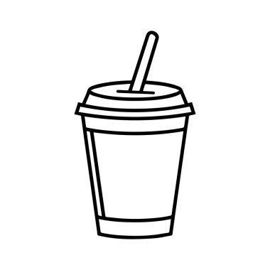 Kahve fincanı çizgisi kapaklı simge çiziyor