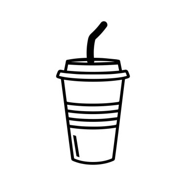 Kahve fincanı çizgisi kapaklı simge çiziyor