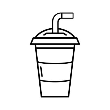 Kahve fincanı çizgisi kapaklı simge çiziyor