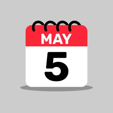 5 Mayıs Simge takvim günü, vektör illüstrasyon tasarımı.