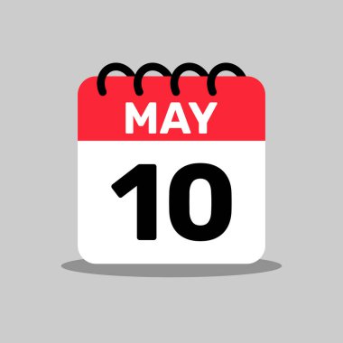 10 Mayıs Simge takvim günü, vektör illüstrasyon tasarımı.
