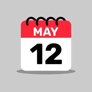 12 Mayıs Simge takvim günü, vektör illüstrasyon tasarımı.