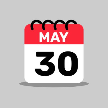 30 Mayıs Simge takvim günü, vektör illüstrasyon tasarımı.