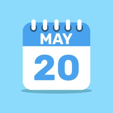 Takvim 20 mavi renk simgesi, kağıt planlama.