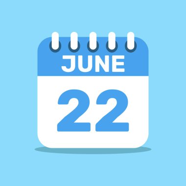 Takvim 22 Haziran mavi renk simgesi, kağıt planlama.