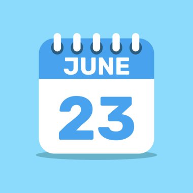 Takvim 23 Haziran mavi renk simgesi, kağıt planlama.