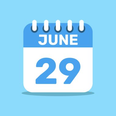 Takvim 29 Haziran mavi renk simgesi, kağıt planlama.