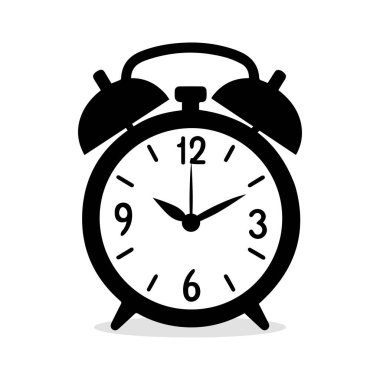 bir alarmlı saat siyah beyaz simge geleneksel tasarım.