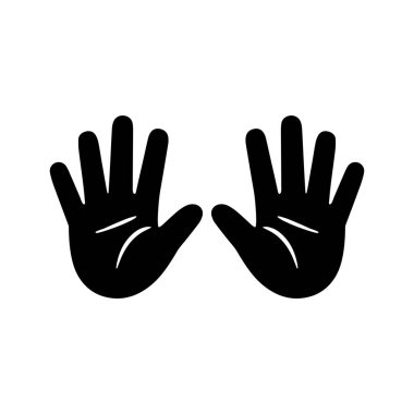Avuç içleri öne dönük siyah beyaz simge çizimi.
