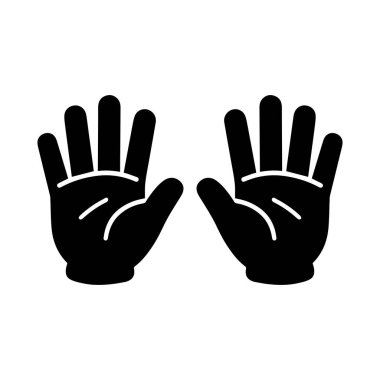 Avuç içleri öne dönük siyah beyaz simge çizimi.