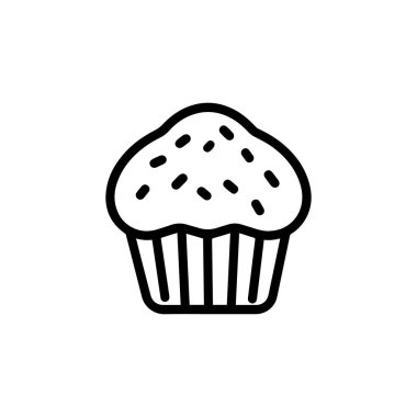 Üzerinde şeker parçacıkları olan bir kek ikonu çizimi.