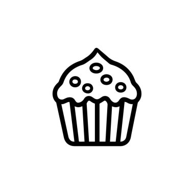 Üzerinde şeker parçacıkları olan bir kek ikonu çizimi.