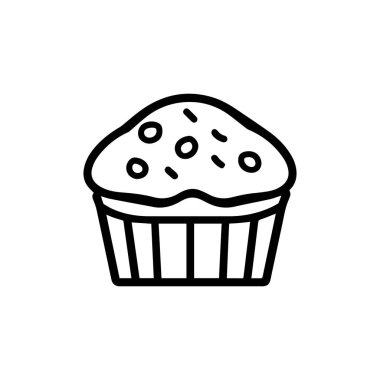 Üzerinde şeker parçacıkları olan bir kek ikonu çizimi.