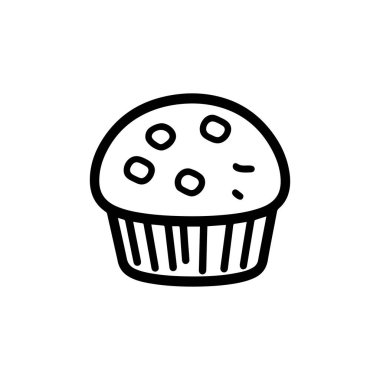 Üzerinde şeker parçacıkları olan bir kek ikonu çizimi.