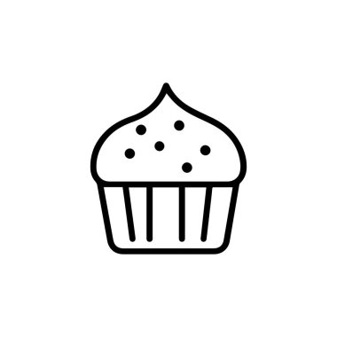 Üzerinde şeker parçacıkları olan bir kek ikonu çizimi.