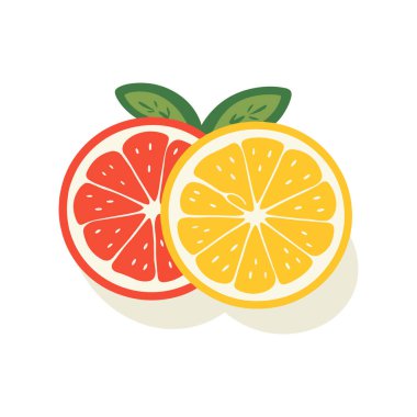 Beyaz arkaplanda yeşil yapraklı turuncu renkli ikon besin.