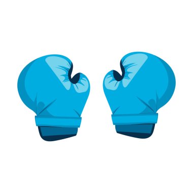 Beyaz arka planda bir çift mavi boks eldiveni..