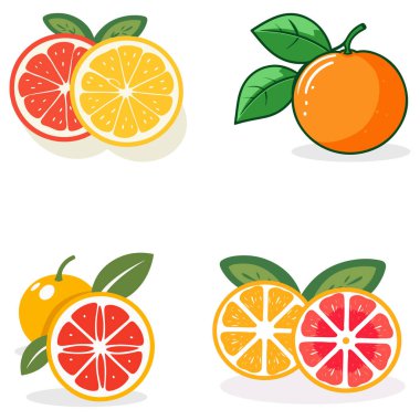 Beyaz arkaplanda yeşil yapraklı turuncu renkli ikon besin.