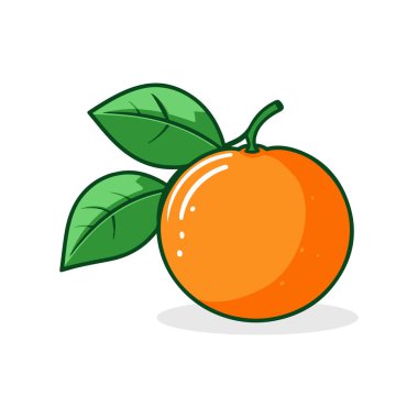 Beyaz arkaplanda yeşil yapraklı turuncu renkli ikon besin.