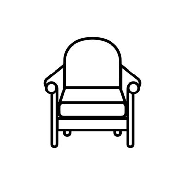 Koltuk siyah simgesi ve beyaz arkaplan.
