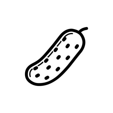 Salatalık, siyah ikon yemeği ve beyaz arka plan. vektör tasarımı