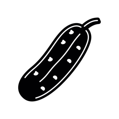 Salatalık siyah simgesi beyaz arkaplan vektör illüstrasyon tasarımı çiziyor.