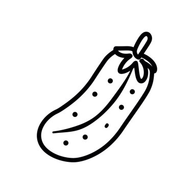 Salatalık siyah simgesi beyaz arkaplan vektör illüstrasyon tasarımı çiziyor.