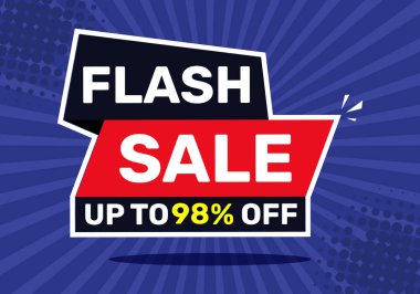 Ani satışlar% 98 'e çıktı. Mavi arkaplanda radyal ışınlar ve mavi arka plan.